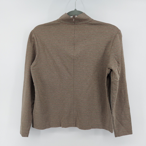Lafayette 148 gray and green mock neck sweater with back zipper Cotton Medium - Picture 7 of 7